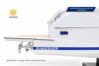SUNSEEKER Manhattan 60 Yacht Model 92cm - Handcrafted Natural Wood Luxury Yacht Display