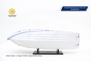 SUNSEEKER Manhattan 60 Yacht Model 92cm - Handcrafted Natural Wood Luxury Yacht Display