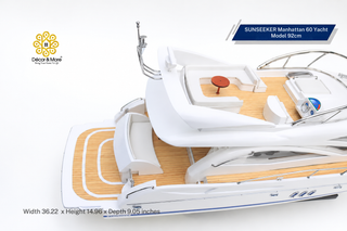 SUNSEEKER Manhattan 60 Yacht Model 92cm - Handcrafted Natural Wood Luxury Yacht Display