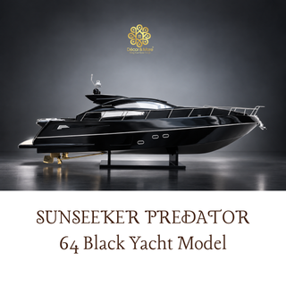 SUNSEEKER PREDATOR 64 Black Yacht Model 92cm - Handcrafted Luxury Speedboat Display