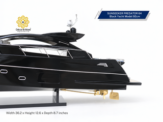 SUNSEEKER PREDATOR 64 Black Yacht Model 92cm - Handcrafted Luxury Speedboat Display