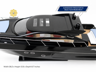 SUNSEEKER PREDATOR 64 Black Yacht Model 92cm - Handcrafted Luxury Speedboat Display