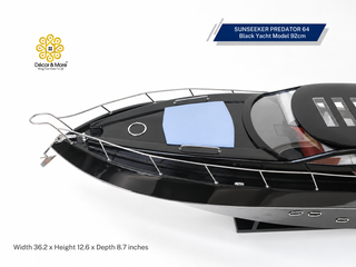 SUNSEEKER PREDATOR 64 Black Yacht Model 92cm - Handcrafted Luxury Speedboat Display