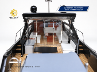 SUNSEEKER PREDATOR 64 Black Yacht Model 92cm - Handcrafted Luxury Speedboat Display