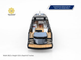 SUNSEEKER PREDATOR 64 Black Yacht Model 92cm - Handcrafted Luxury Speedboat Display