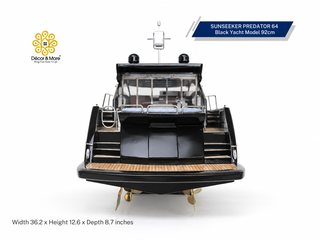 SUNSEEKER PREDATOR 64 Black Yacht Model 92cm - Handcrafted Luxury Speedboat Display