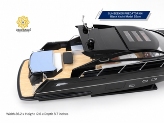 SUNSEEKER PREDATOR 64 Black Yacht Model 92cm - Handcrafted Luxury Speedboat Display