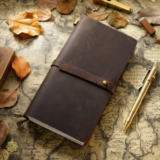 Premium Handmade Genuine Cowhide Leather Notebook with Strap Closure