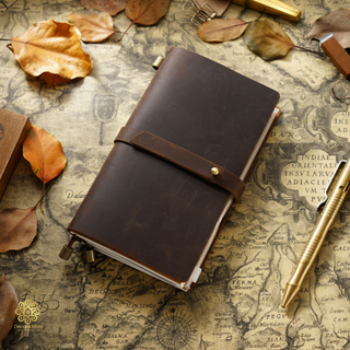 Premium Handmade Genuine Cowhide Leather Notebook with Strap Closure