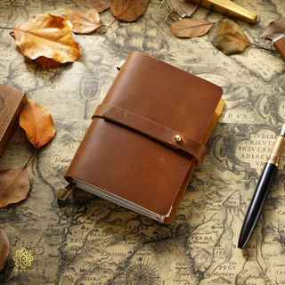 Premium Handmade Genuine Cowhide Leather Notebook with Strap Closure
