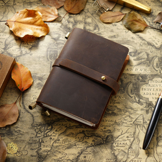 Premium Handmade Genuine Cowhide Leather Notebook with Strap Closure
