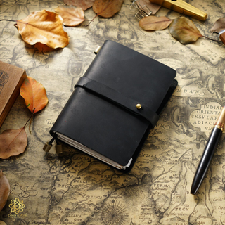 Premium Handmade Genuine Cowhide Leather Notebook with Strap Closure