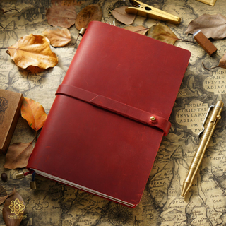 Premium Handmade Genuine Cowhide Leather Notebook with Strap Closure