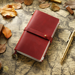 Premium Handmade Genuine Cowhide Leather Notebook with Strap Closure