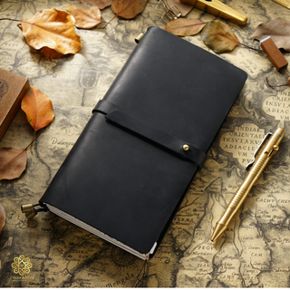 Premium Handmade Genuine Cowhide Leather Notebook with Strap Closure