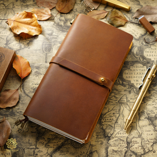 Premium Handmade Genuine Cowhide Leather Notebook with Strap Closure