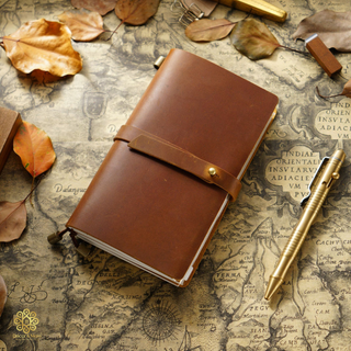 Premium Handmade Genuine Cowhide Leather Notebook with Strap Closure