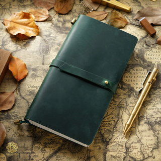 Premium Handmade Genuine Cowhide Leather Notebook with Strap Closure