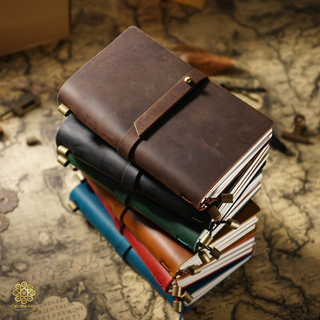 Premium Handmade Genuine Cowhide Leather Notebook with Strap Closure