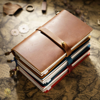 Premium Handmade Genuine Cowhide Leather Notebook with Strap Closure