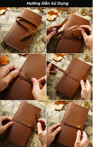 Premium Handmade Genuine Cowhide Leather Notebook with Strap Closure