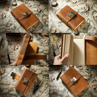 Premium Handmade Genuine Cowhide Leather Journal with Password Lock - SO023