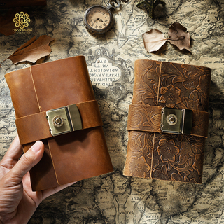 Premium Handmade Genuine Cowhide Leather Journal with Password Lock - SO023