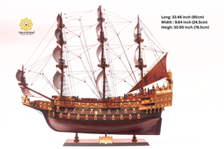 Sovereign of the Seas 1637 Model Ship 85cm - Padouk Wood Historic Sailing Ship Display