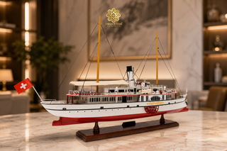 Stadt Luzern Wooden Steamship Model 72cm – Handcrafted Swiss Paddle Steamer