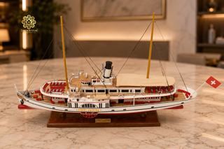 Stadt Luzern Wooden Steamship Model 72cm – Handcrafted Swiss Paddle Steamer
