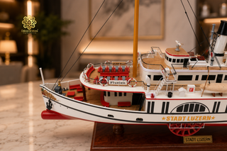 Stadt Luzern Wooden Steamship Model 72cm – Handcrafted Swiss Paddle Steamer