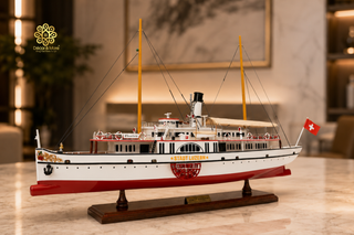 Stadt Luzern Wooden Steamship Model 72cm – Handcrafted Swiss Paddle Steamer