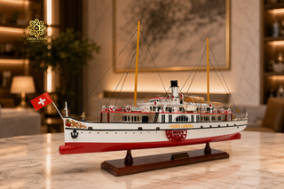 Stadt Luzern Wooden Steamship Model 72cm – Handcrafted Swiss Paddle Steamer