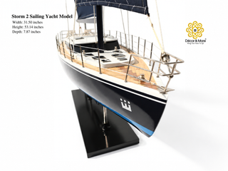 Storm 2 Sailing Yacht Model 80cm - Handcrafted Luxury Nautical Display