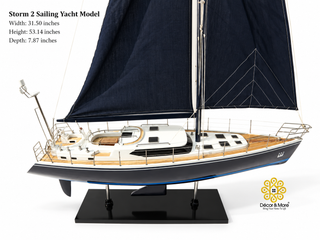 Storm 2 Sailing Yacht Model 80cm - Handcrafted Luxury Nautical Display