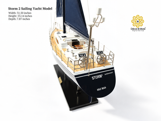 Storm 2 Sailing Yacht Model 80cm - Handcrafted Luxury Nautical Display