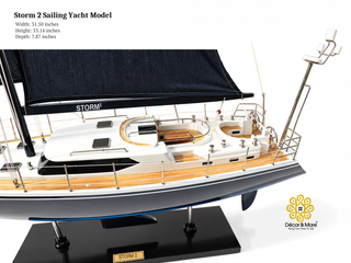 Storm 2 Sailing Yacht Model 80cm - Handcrafted Luxury Nautical Display