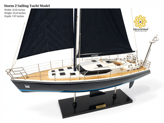 Storm 2 Sailing Yacht Model 80cm - Handcrafted Luxury Nautical Display
