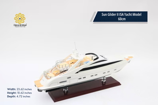 Sun Glider II ISA Yacht Model 60cm - Handmade Natural Wood Luxury Yacht Display
