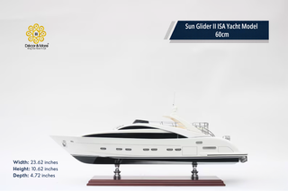 Sun Glider II ISA Yacht Model 60cm - Handmade Natural Wood Luxury Yacht Display