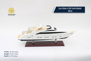 Sun Glider II ISA Yacht Model 60cm - Handmade Natural Wood Luxury Yacht Display