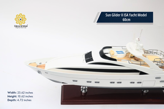 Sun Glider II ISA Yacht Model 60cm - Handmade Natural Wood Luxury Yacht Display