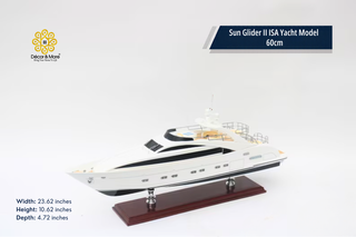 Sun Glider II ISA Yacht Model 60cm - Handmade Natural Wood Luxury Yacht Display
