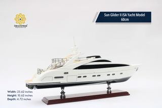 Sun Glider II ISA Yacht Model 60cm - Handmade Natural Wood Luxury Yacht Display