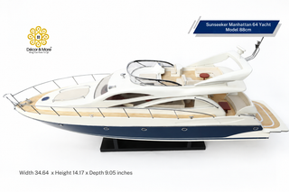 Sunseeker Manhattan 64 Yacht Model 88cm – Handcrafted Luxury Motor Yacht Display