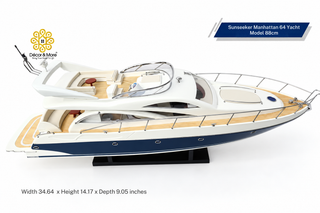 Sunseeker Manhattan 64 Yacht Model 88cm – Handcrafted Luxury Motor Yacht Display