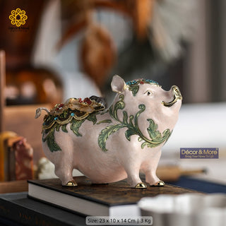 Premium Enamel-Finished Alloy Pig Decorative Statue