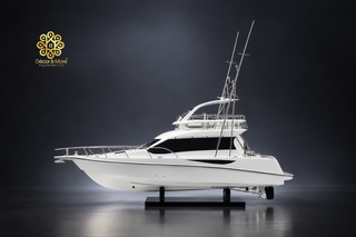 Toyota Ponam 35 Yacht Model 63cm - Handcrafted Natural Wood Luxury Boat Display