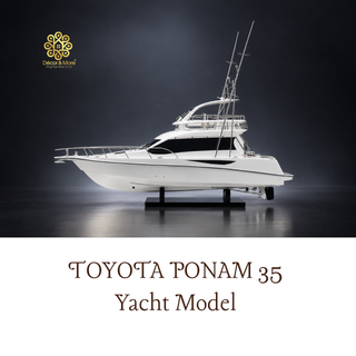 Toyota Ponam 35 Yacht Model 63cm - Handcrafted Natural Wood Luxury Boat Display