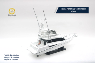 Toyota Ponam 35 Yacht Model 63cm - Handcrafted Natural Wood Luxury Boat Display